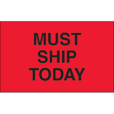 1 <span class='fraction'>1/4</span> x 2" - "Must Ship Today" (Fluorescent Red) Labels