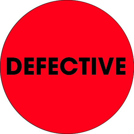 2" Circle - "Defective" Fluorescent Red Labels