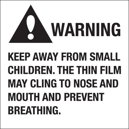 2 x 2" - "Warning Keep Away From Small Children"
