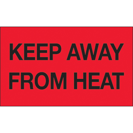 3 x 5" - "Keep Away from Heat" (Fluorescent Red) Labels
