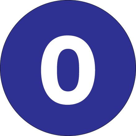 2" Circle - "0" (Dark Blue) Number Labels