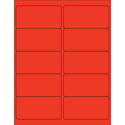 4 x 2" Red Rectangle Laser Labels