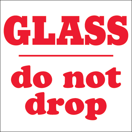 4 x 4" - "Glass - Do Not Drop" Labels